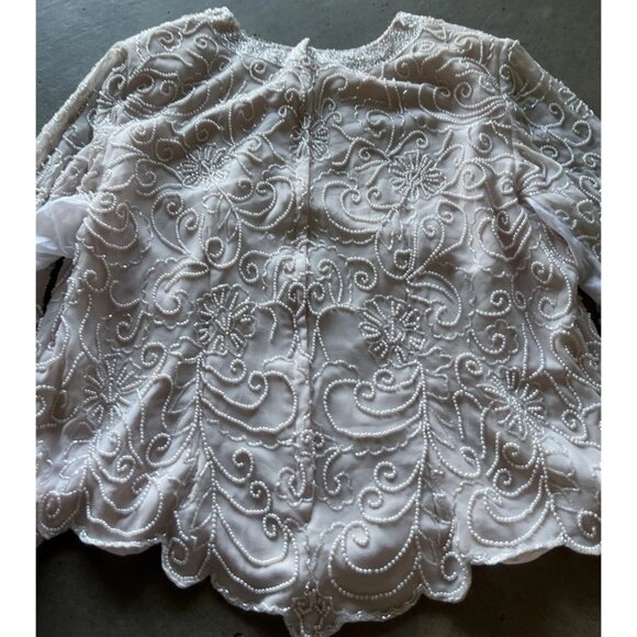 Vintage Draper’s & Damon’s Beaded Sparkly Women’s Top Sz 20 Pink Cream - Picture 9 of 14